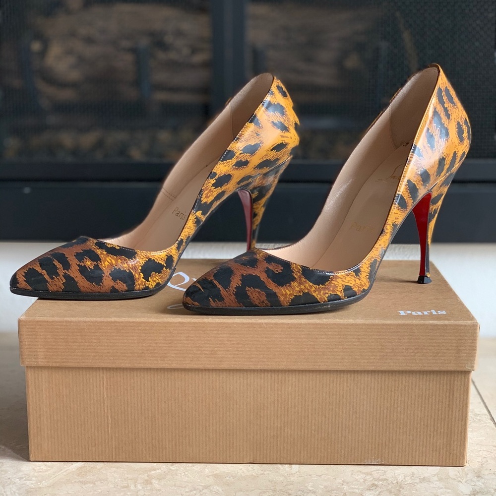Christian Louboutin Patent Leopard Pigalle -100 MM